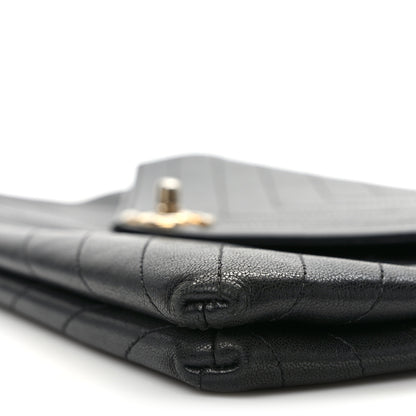 Chanel Lambskin Chevron Quilted Envelope Clutch Black 9 of 12