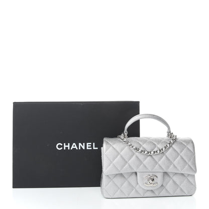Chanel Metallic Caviar Quilted Mini Top Handle Rectangular Flap Silver 10 of 10