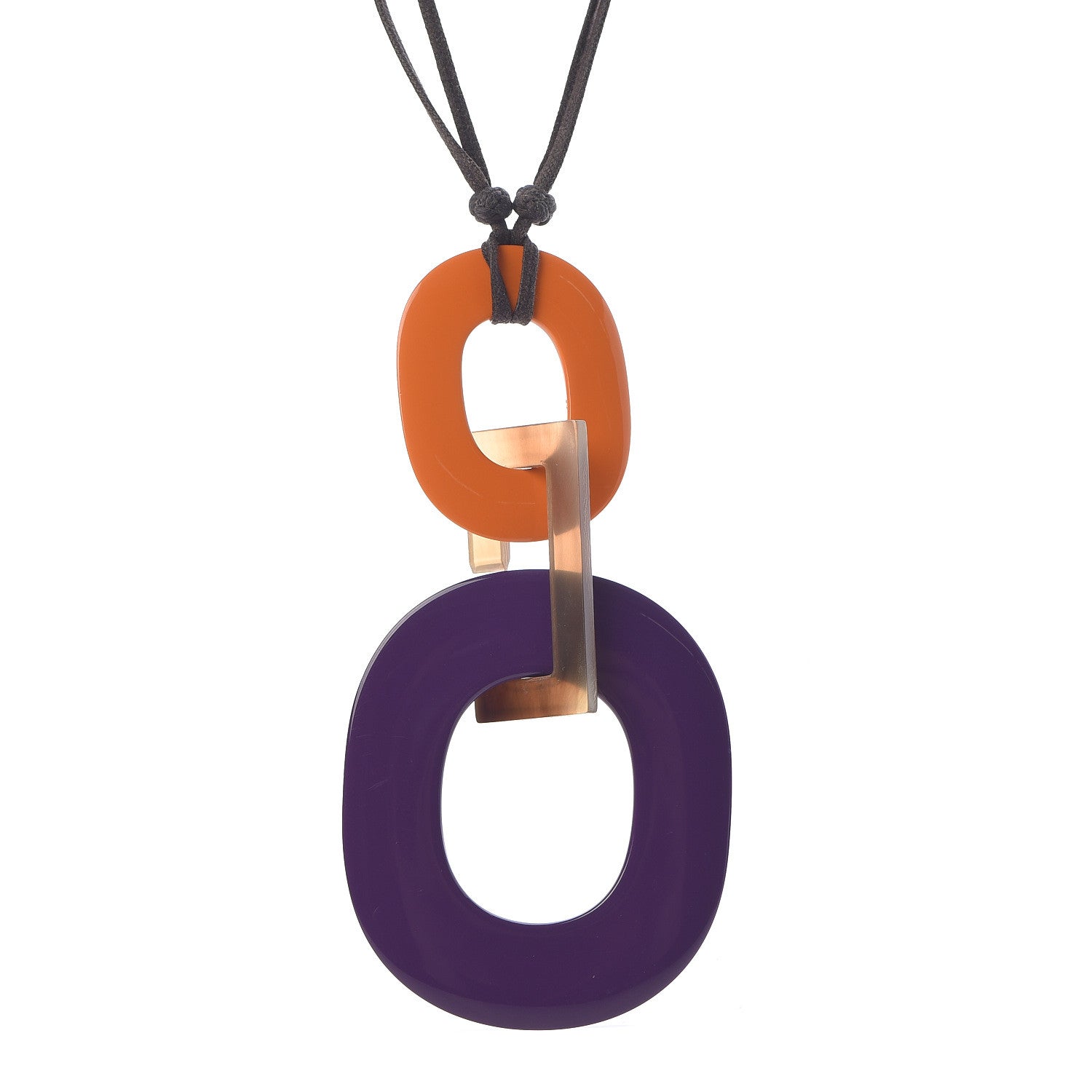 Hermes Lacquered Wood Buffalo Horn Kara Necklace 1 of 6