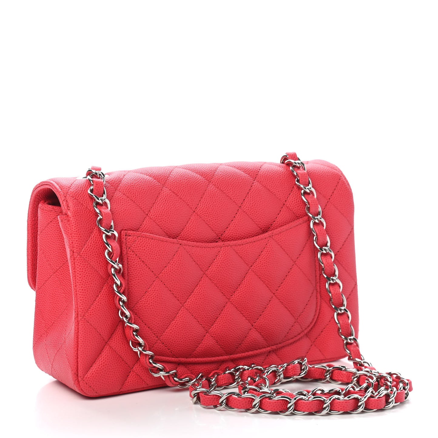 Caviar Quilted Mini Rectangular Flap Light Red