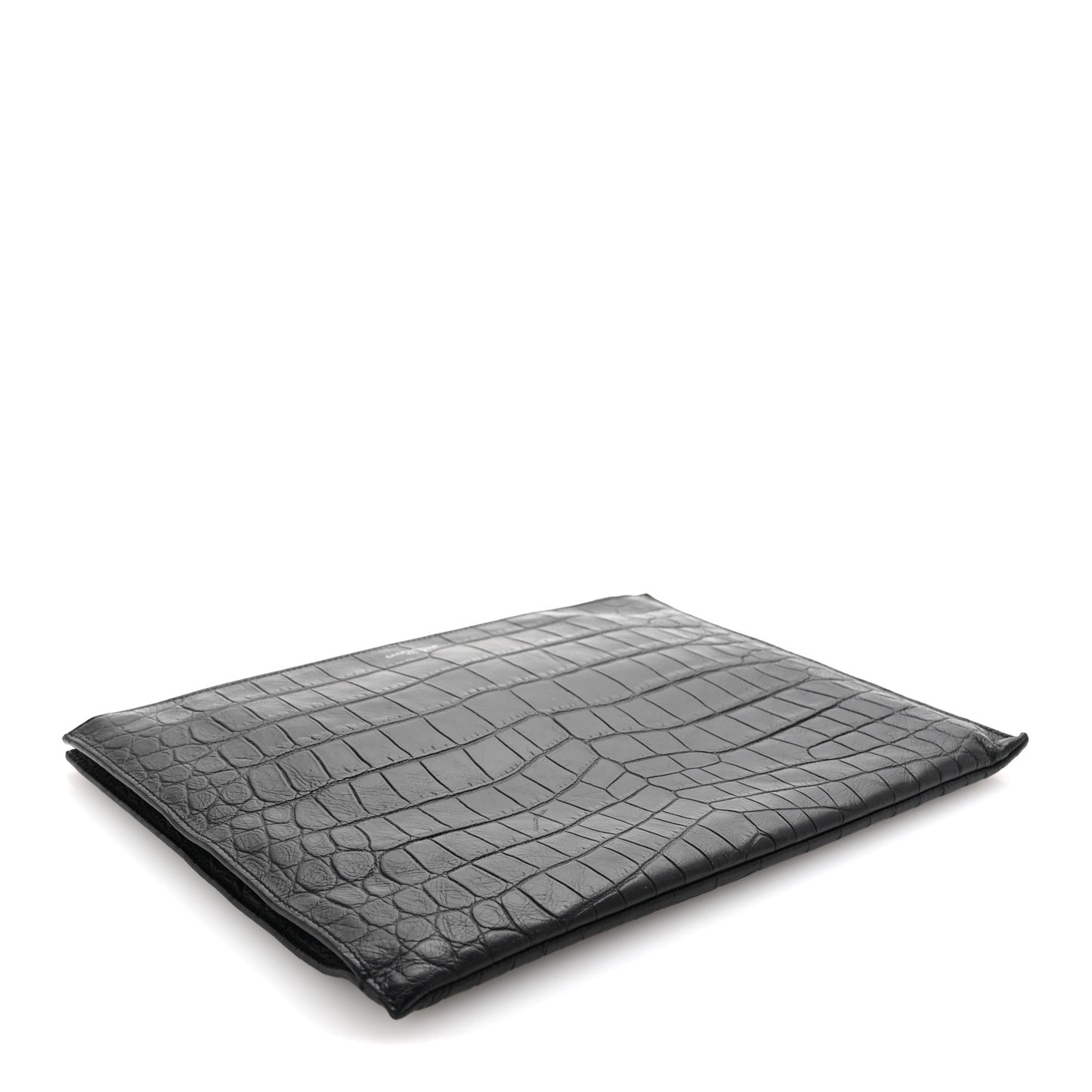 Calfskin Crocodile Embossed Zipped Tablet Holder Black