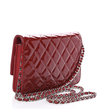 Chanel Patent Quilted Brilliant Wallet On Chain WOC Red 2 of 9