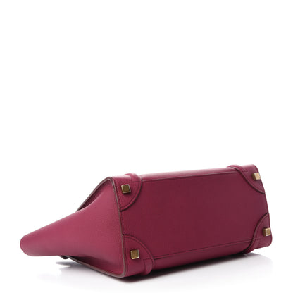 Celine Drummed Calfskin Micro Luggage Plum 4 of 14