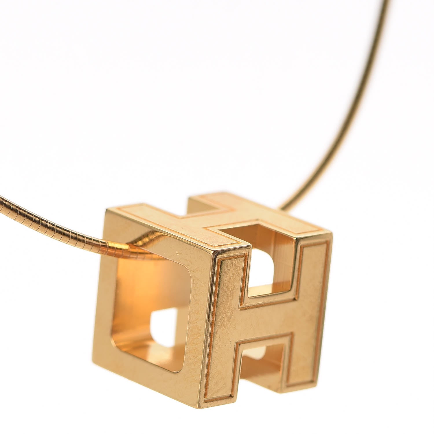 Hermes Gold Cage d'H Pendant Necklace 5 of 10