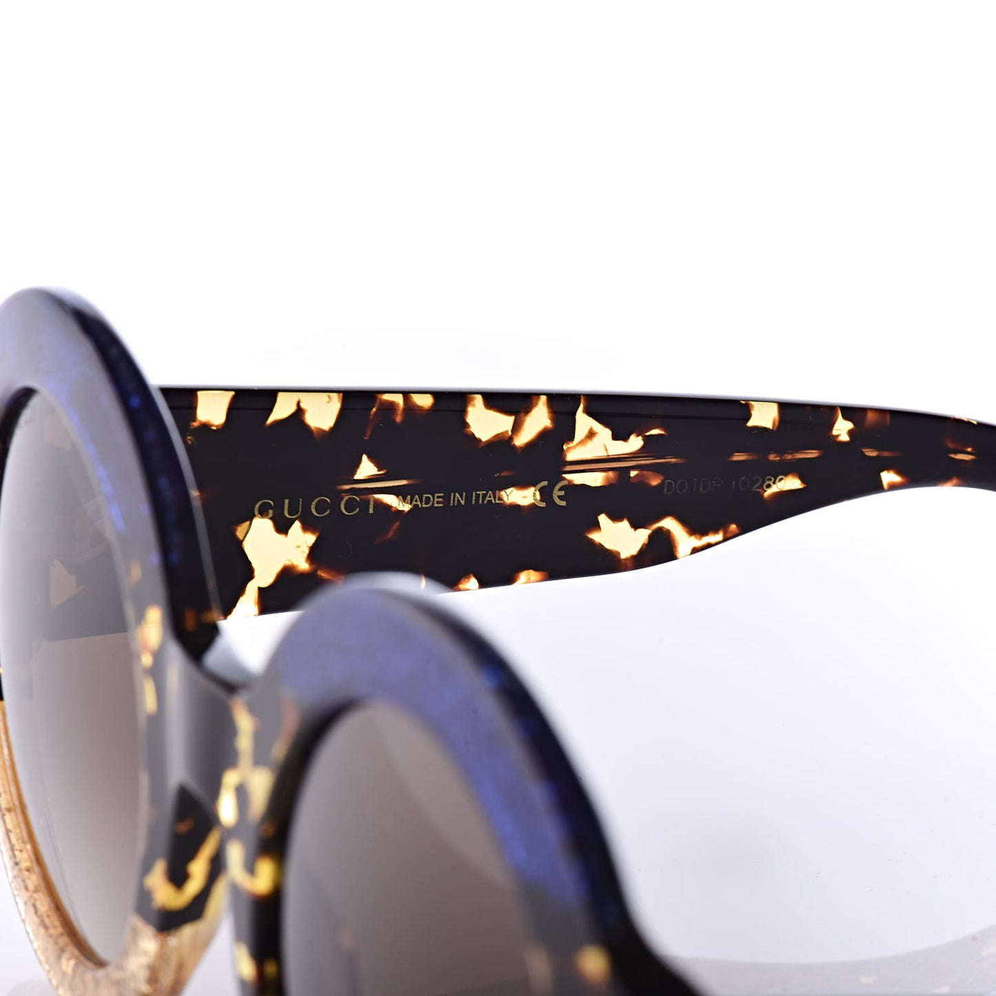 Acetate Round GG0084S Sunglasses Glitter Blue Multi