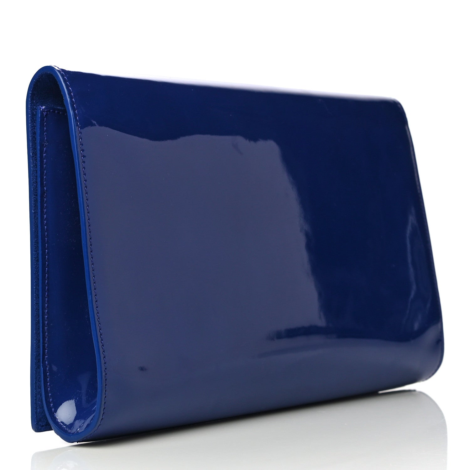 Saint Laurent Patent Calfskin Monogram Large Belle De Jour Clutch Royal Blue 3 of 15