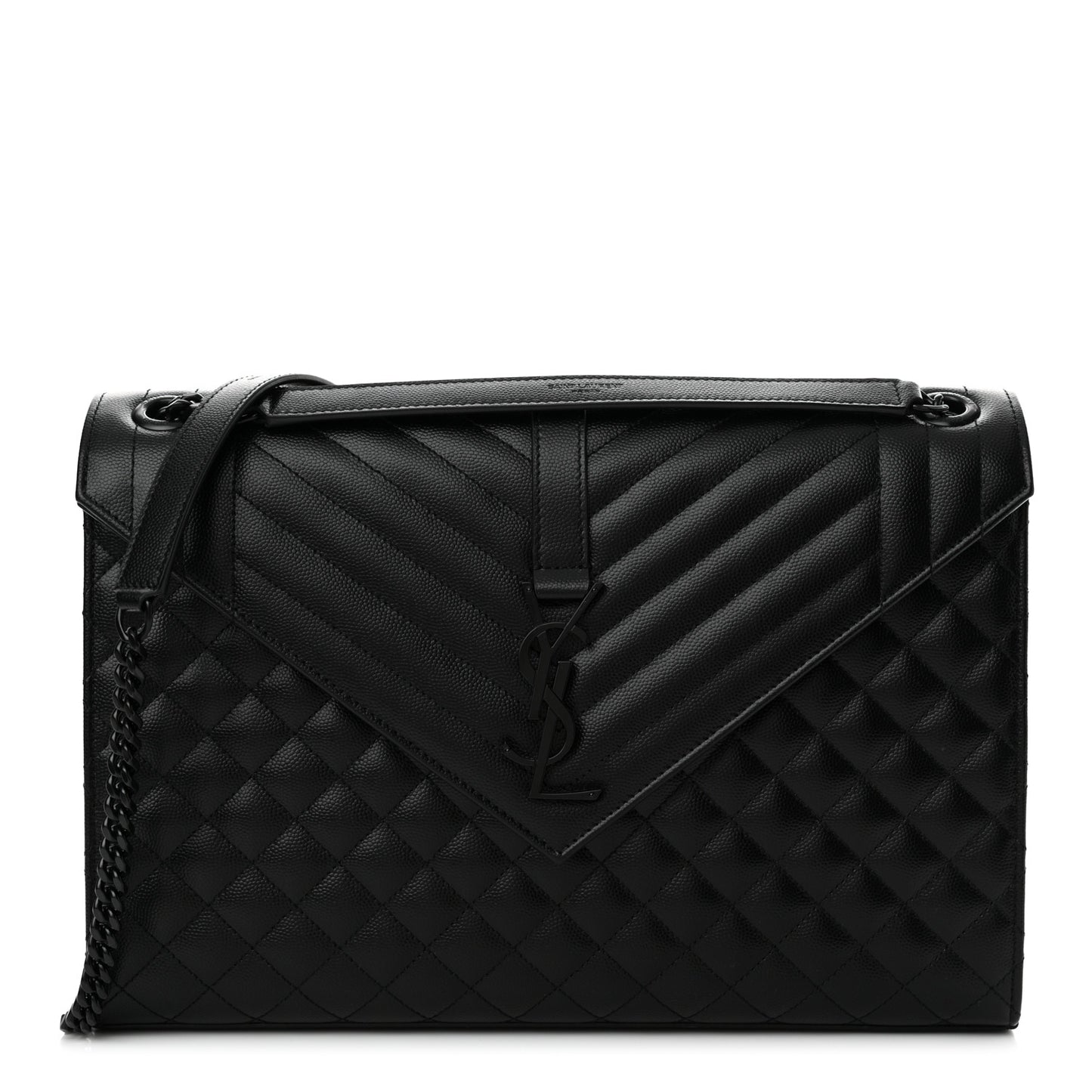 Grain De Poudre Textured Mixed Matelasse Large Triquilt Monogram Monochrome Satchel Black