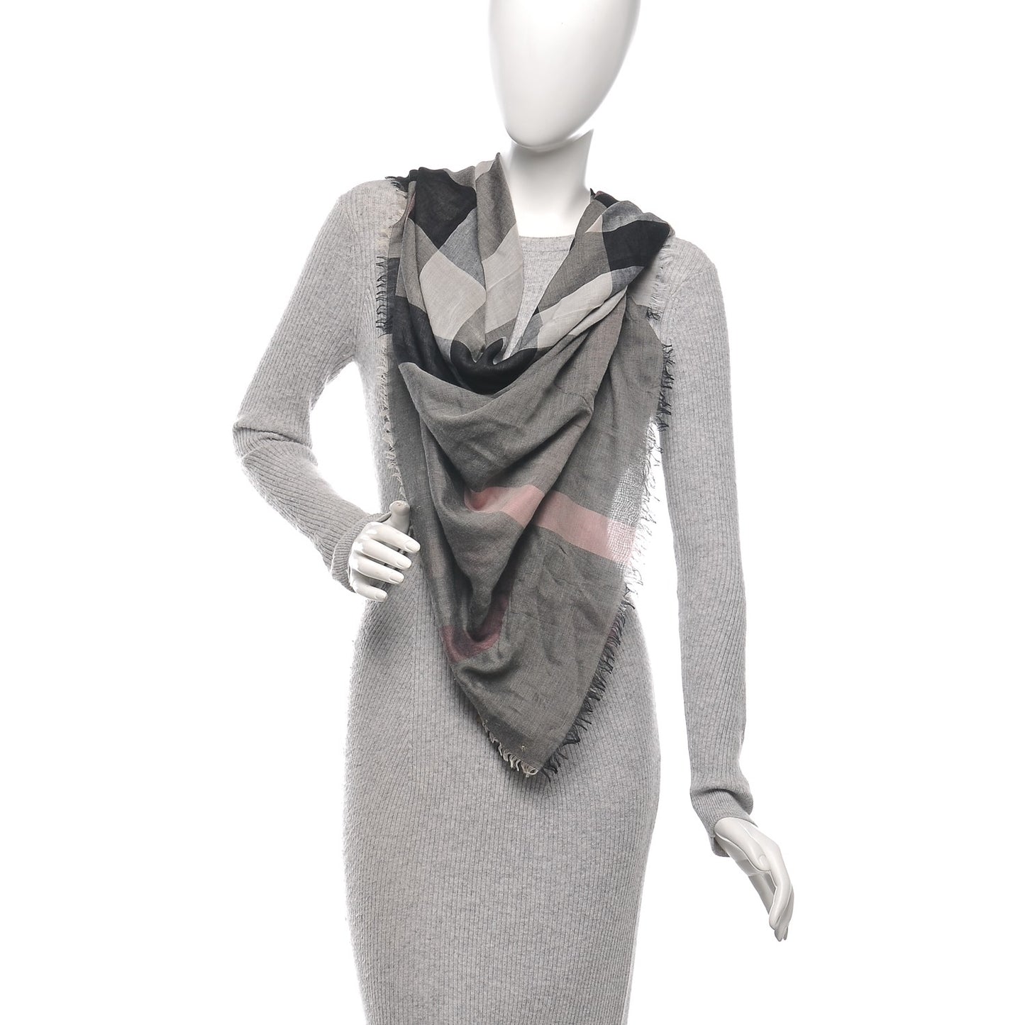 Modal Wool Giant Check Scarf Dark Trench