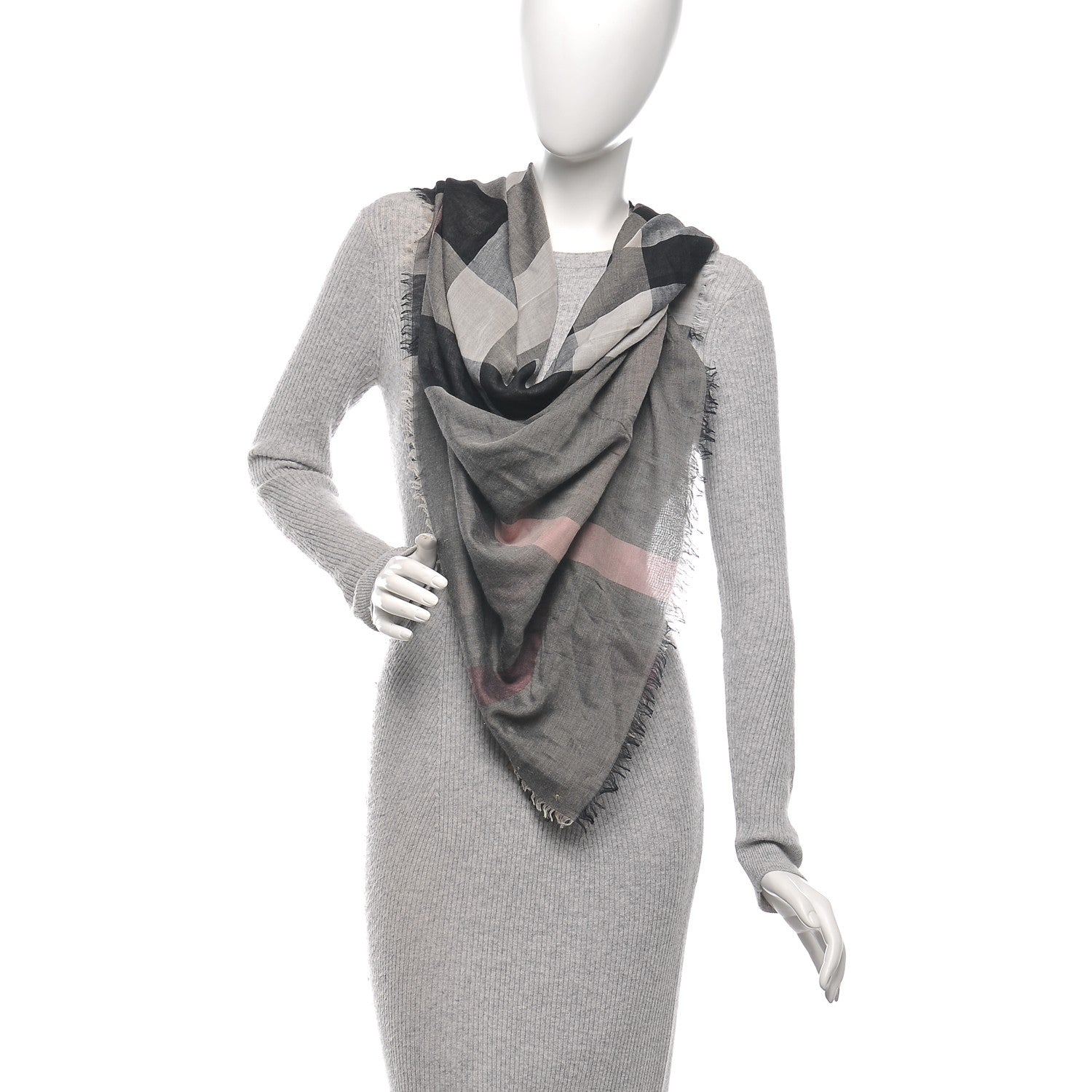 Burberry Modal Wool Giant Check Scarf Dark Trench 2 of 5