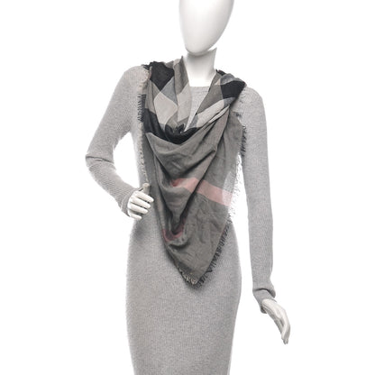 Burberry Modal Wool Giant Check Scarf Dark Trench 2 of 5