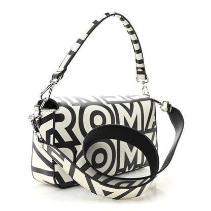 Fendi X MARC JACOBS Vitello Seta Logo Print Baguette White Black 3 of 10