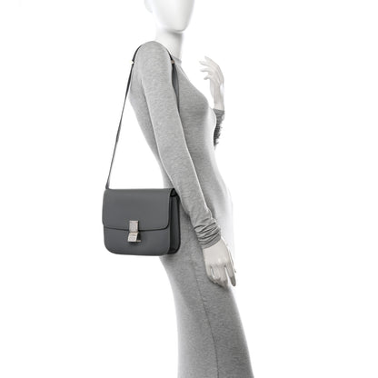 Celine Smooth Calfskin Medium Classic Box Flap Bag Storm 2 of 13