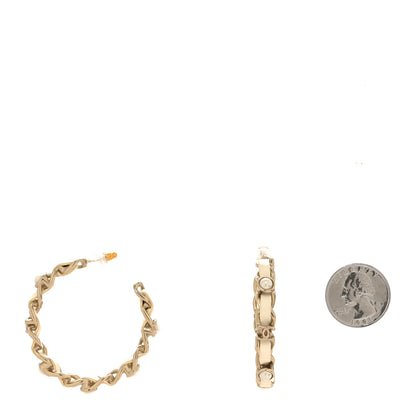 Chanel Lambskin Pearl More Is More CC Chain Hoop Earrings Matte Gold White 2 of 5