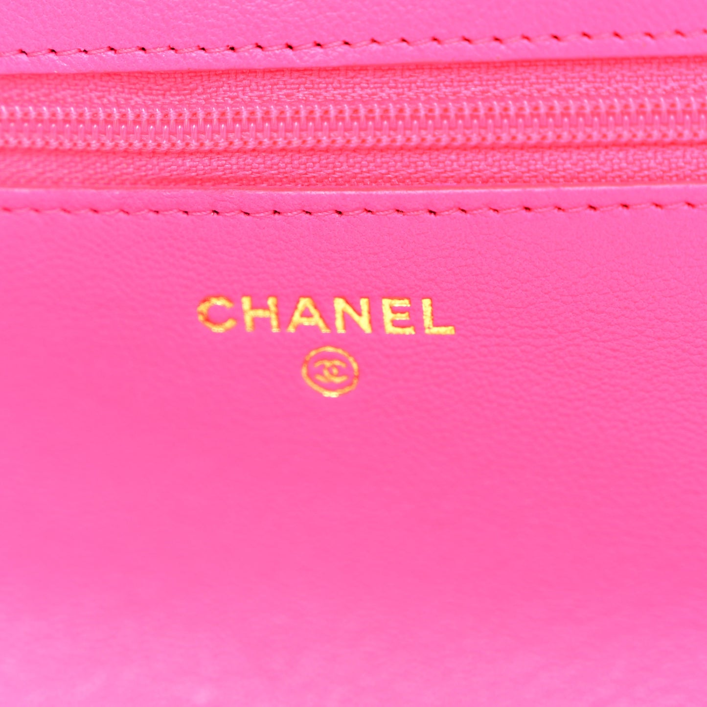 Lambskin Quilted Chanel 19 Wallet On Chain WOC Dark Pink