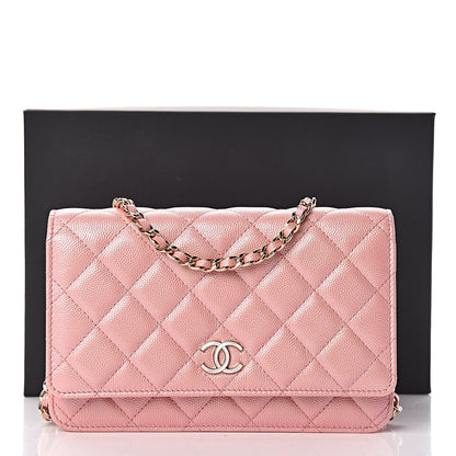 Chanel Iridescent Caviar Quilted Wallet on Chain WOC Rose Pink 11 of 11