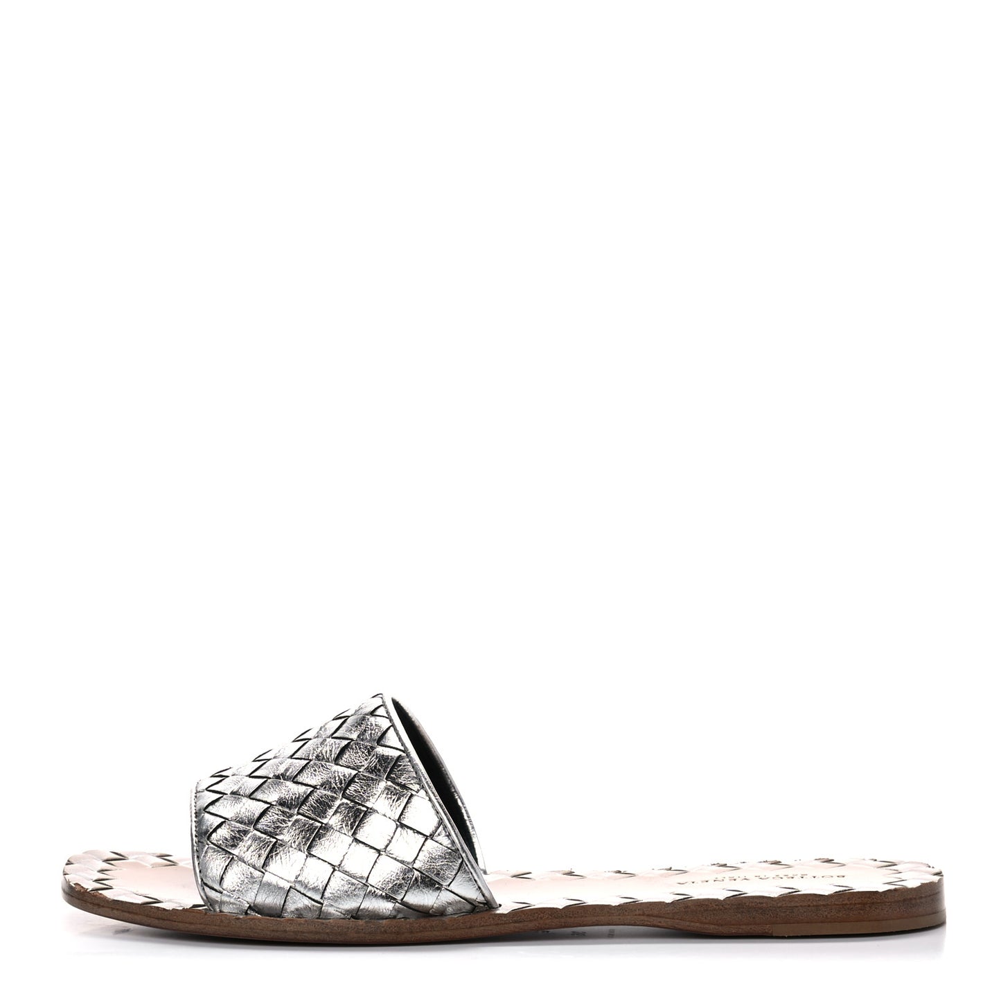 Nappa Intrecciato Flat Sandals 36 Silver