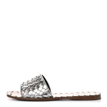 Bottega Veneta Nappa Intrecciato Flat Sandals 36 Silver 1 of 16