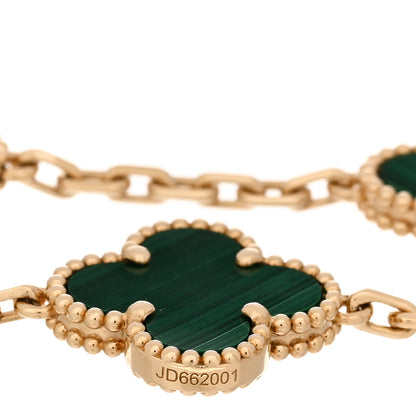 Van Cleef & Arpels 18K Yellow Gold Malachite 5 Motifs Vintage Alhambra Bracelet 4 of 5