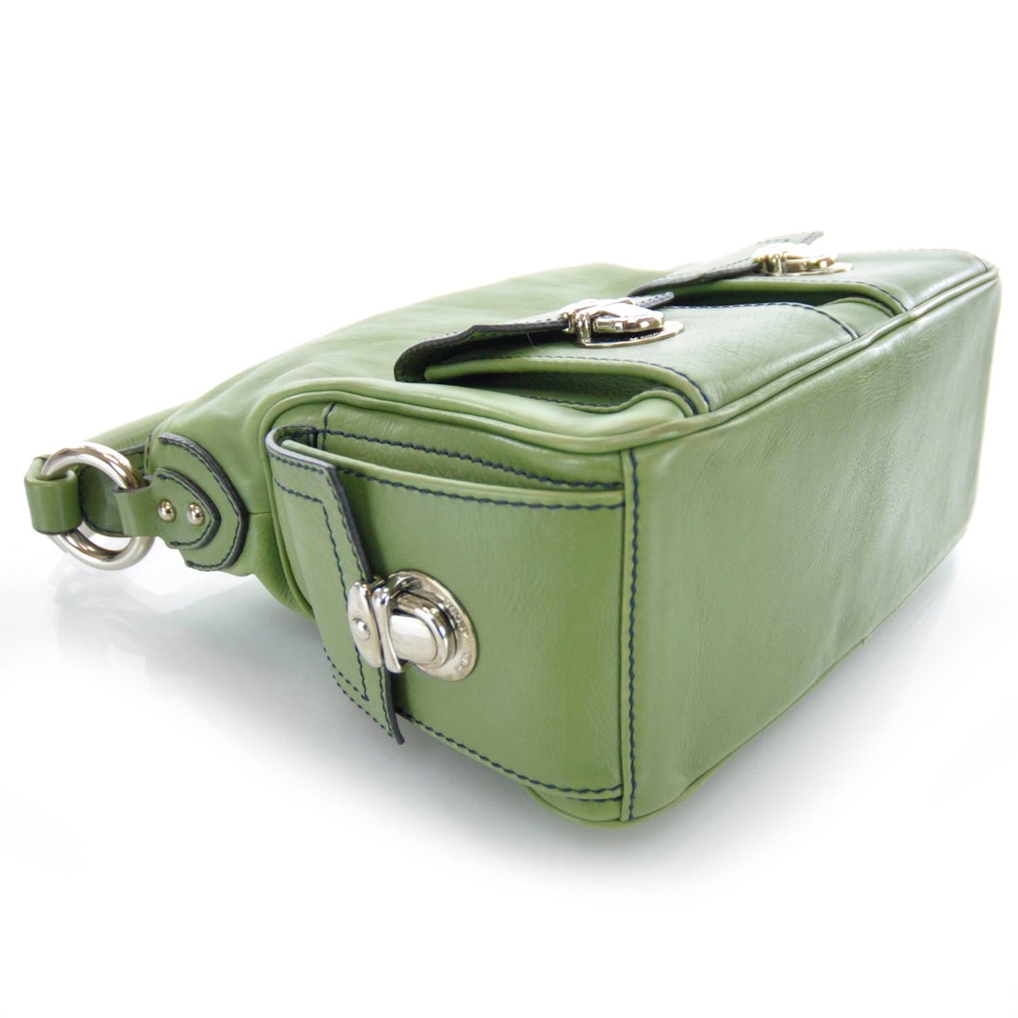 Leather Large Multipocket Hobo Sap Green