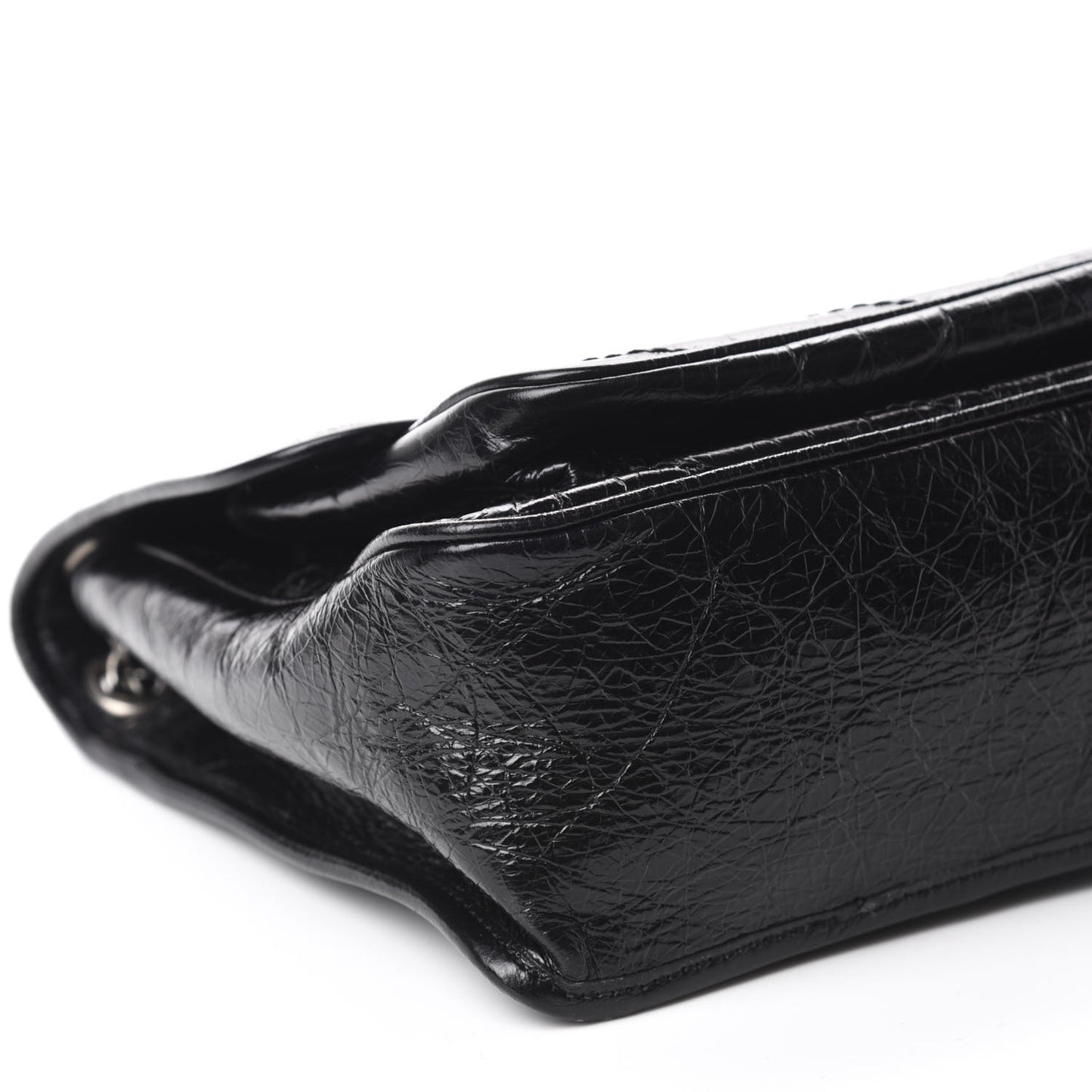 Crinkled Calfskin Matelasse Monogram Baby Niki Chain Satchel Black
