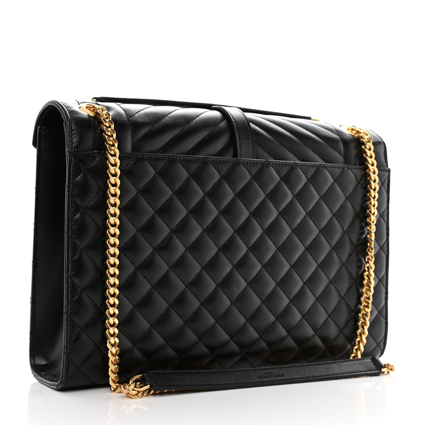 Grain De Poudre Textured Mixed Matelasse Large Triquilt Monogram Satchel Black