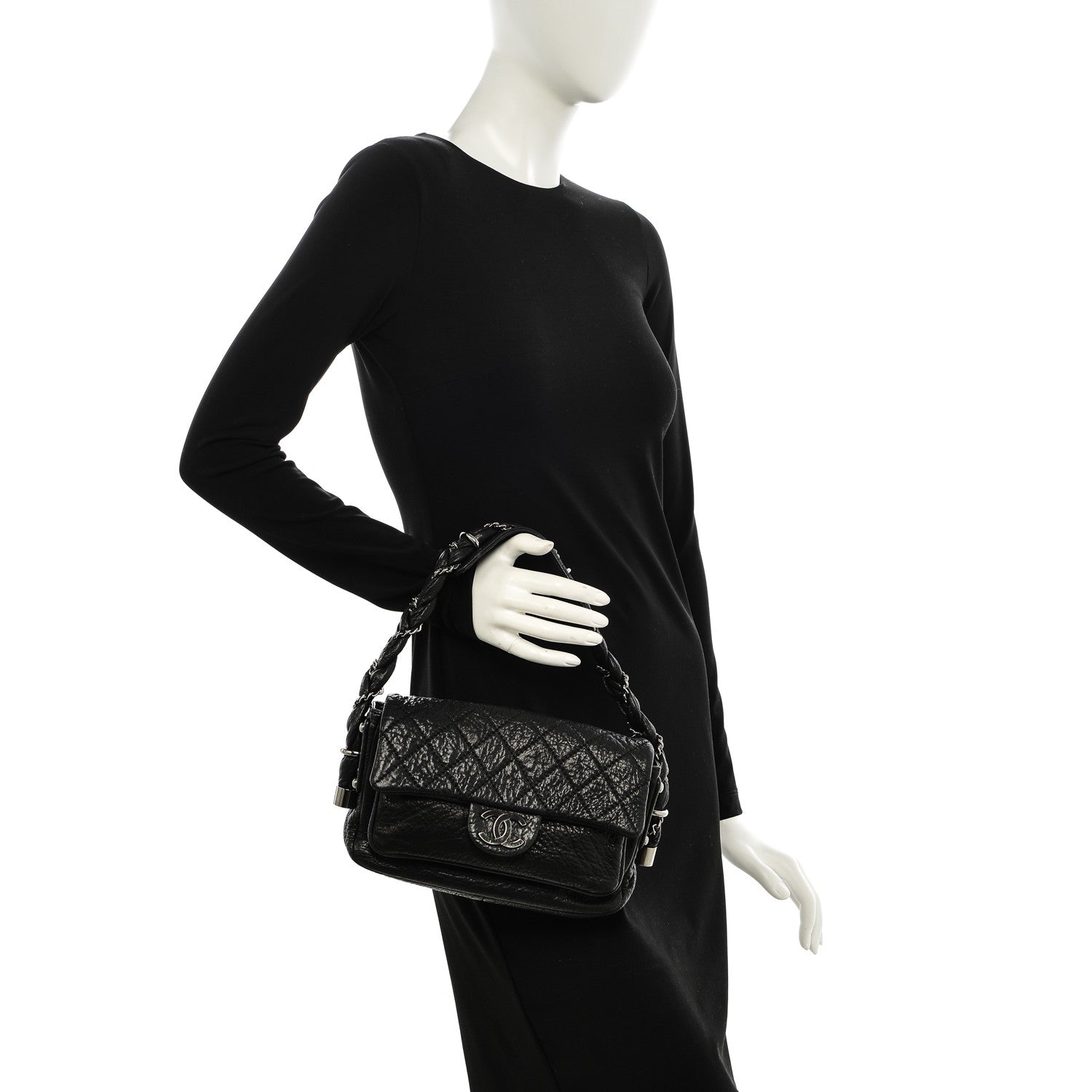 Chanel Distressed Lambskin Small Lady Braid Flap Black 2 of 7