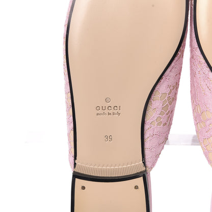 Gucci Lace Malaga Kid Womens Princetown Slippers 39 Sugar Pink Skin Rose 6 of 8