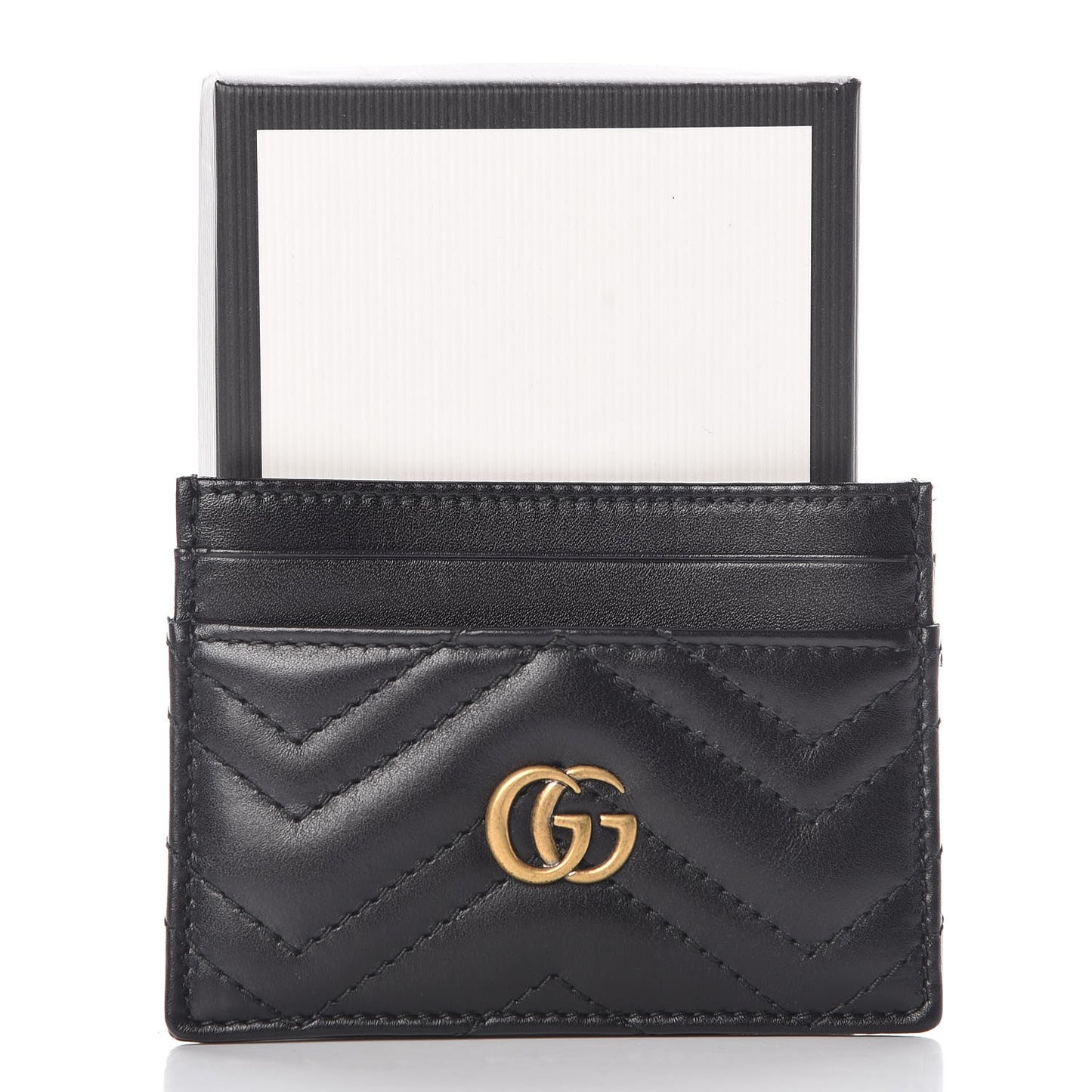 Calfskin Matelasse GG Marmont Card Holder Black