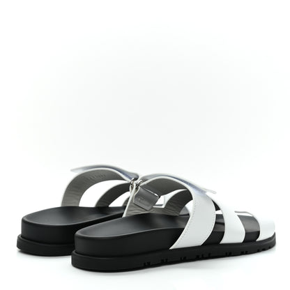 Hermes Calfskin Womens Chypre Sandals 37 White 4 of 9