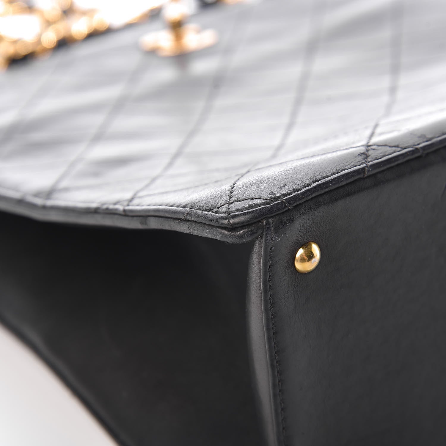 Chanel Lambskin Stitched CC Tote Black 9 of 18