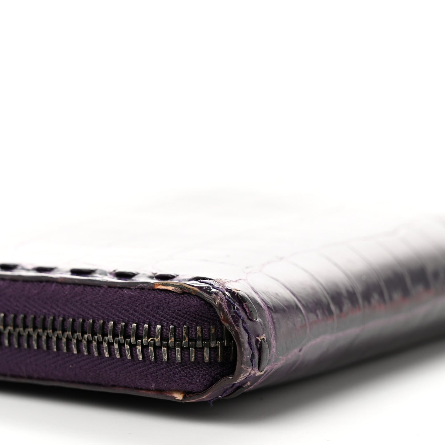 Shiny Crocodile Zip Around Wallet Purple