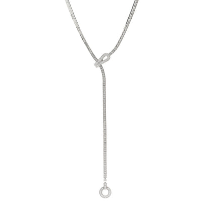 Cartier 18K White Gold Diamond Agrafe Lariat Necklace 1 of 4