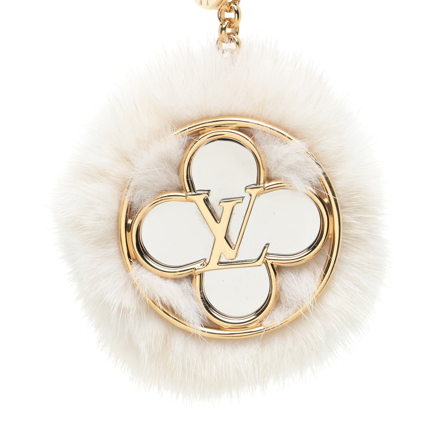 Fur Flower Finesse Bag Charm Key Holder Gray