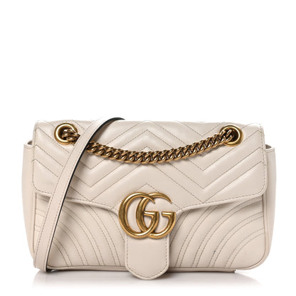 Gucci Calfskin Matelasse Small GG Marmont Shoulder Bag White 1 of 10