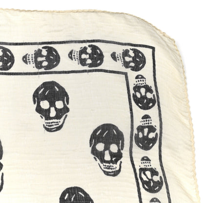 Alexander McQueen Silk Chiffon Skull Scarf Ivory Black 4 of 4
