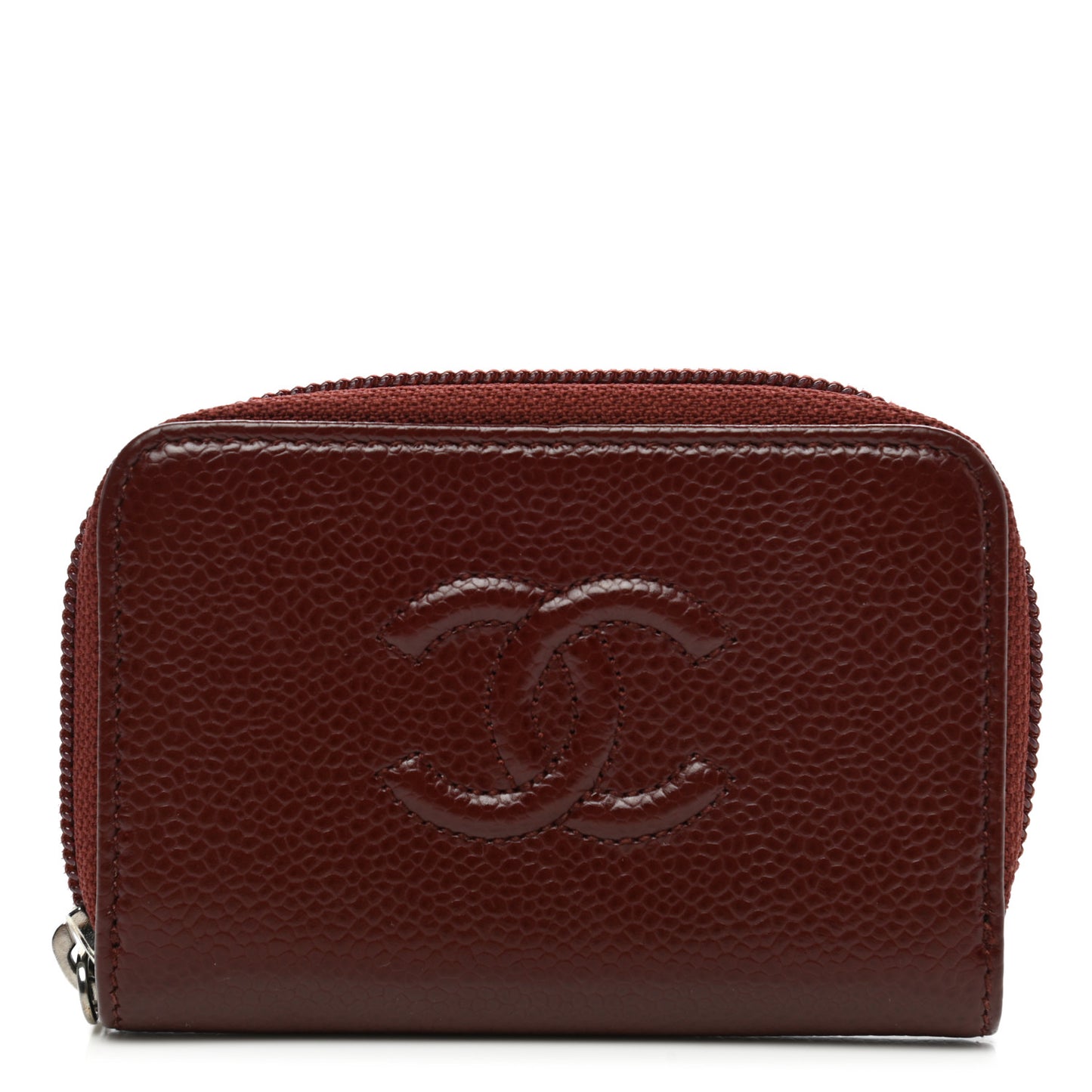 Caviar Timeless CC Zip Around Coin Purse Dark Red