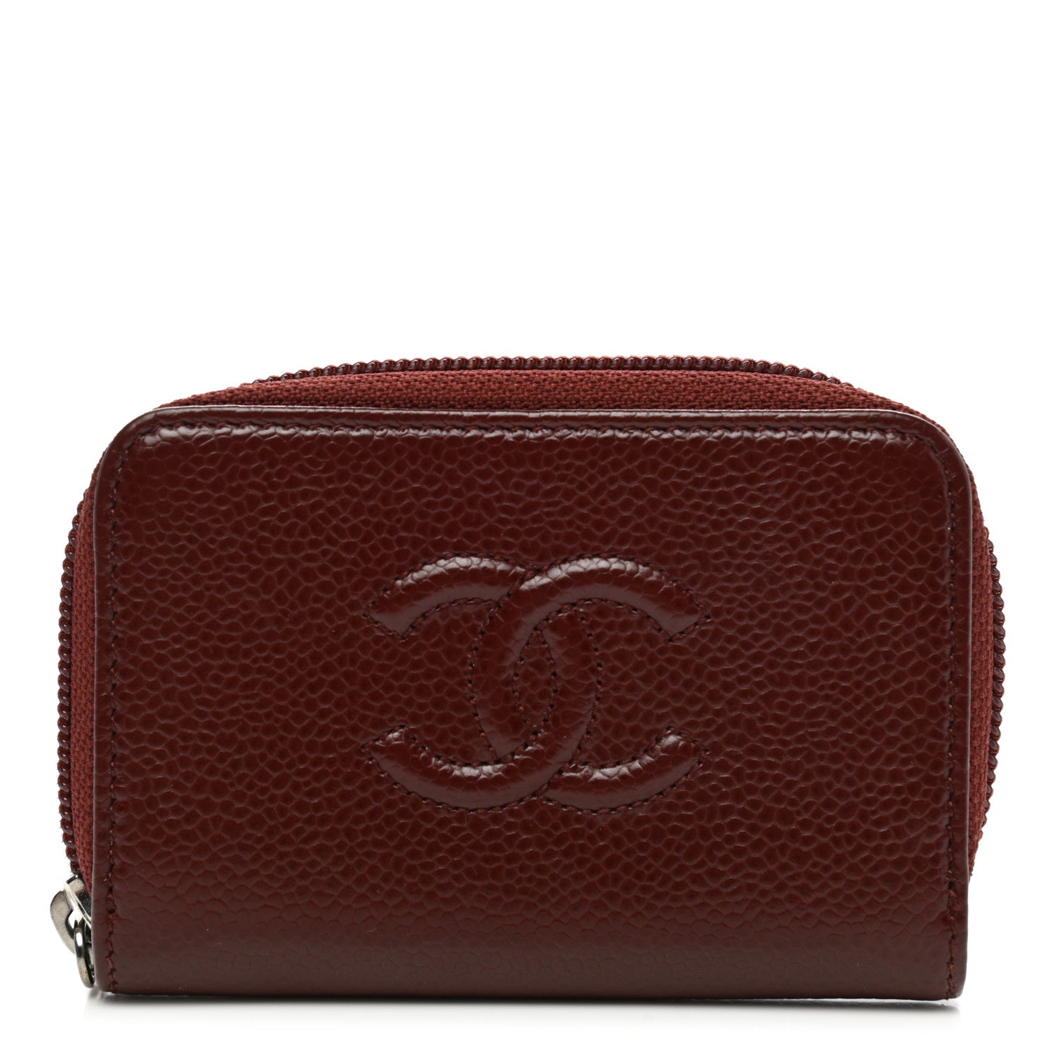 Chanel Caviar Timeless CC Zip Around Coin Purse Dark Red 1 of 7