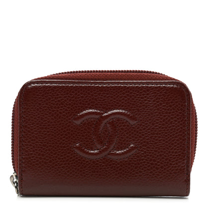 Chanel Caviar Timeless CC Zip Around Coin Purse Dark Red 1 of 7