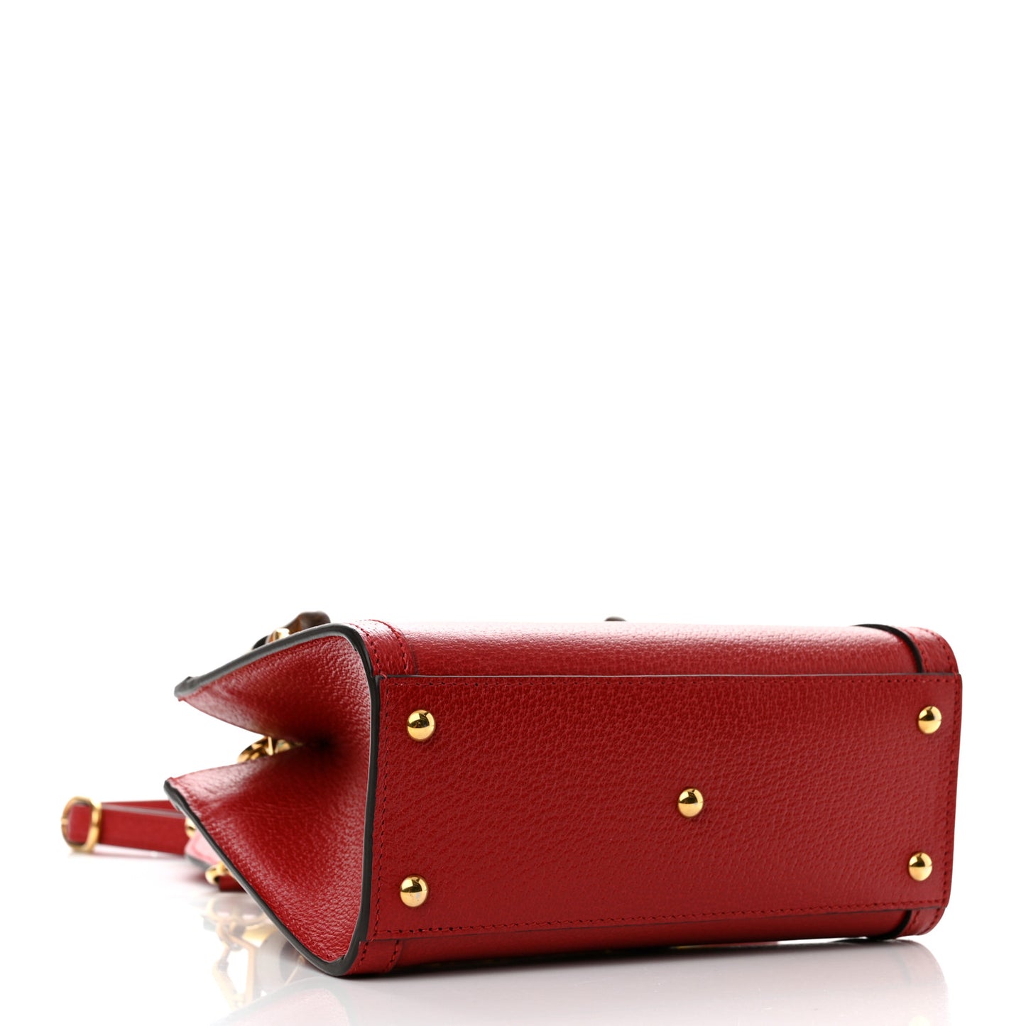 Textured Dollar Calfskin Web Mini Diana Tote Bag Red