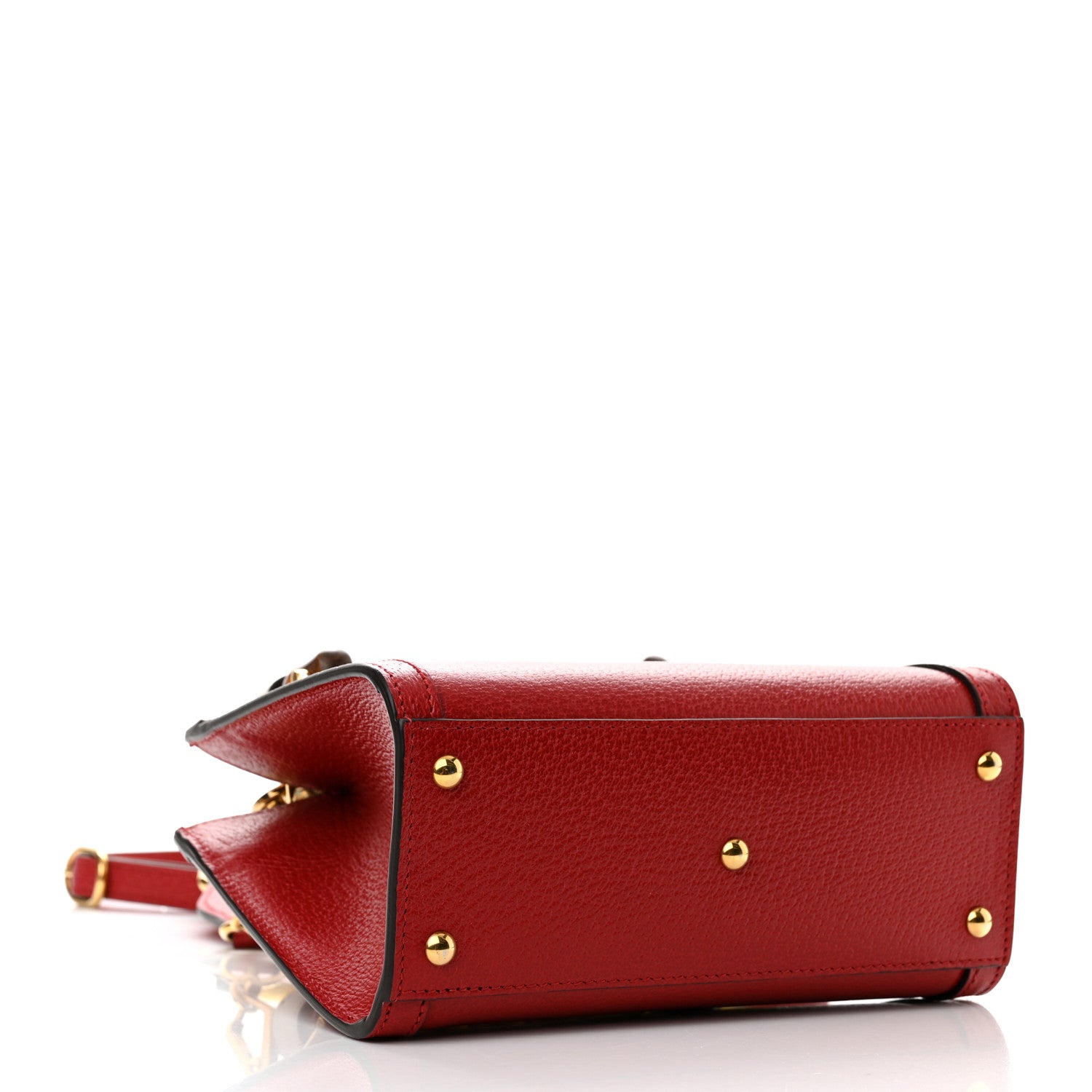 Gucci Textured Dollar Calfskin Web Mini Diana Tote Bag Red 4 of 11