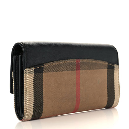Burberry Grainy Calfskin House Check Continental Wallet Black 3 of 9