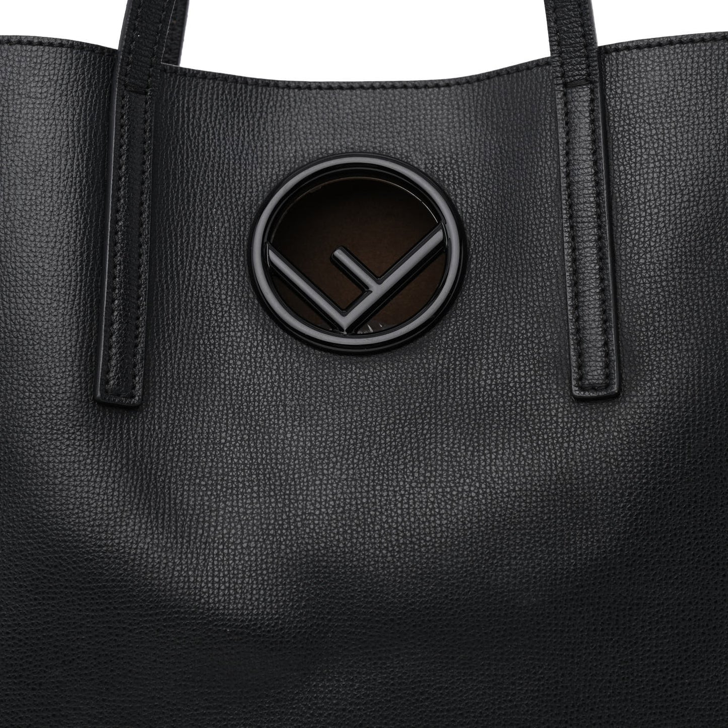 Vitello Vienna Enamel F is Fendi Shopping Tote Black Taupe