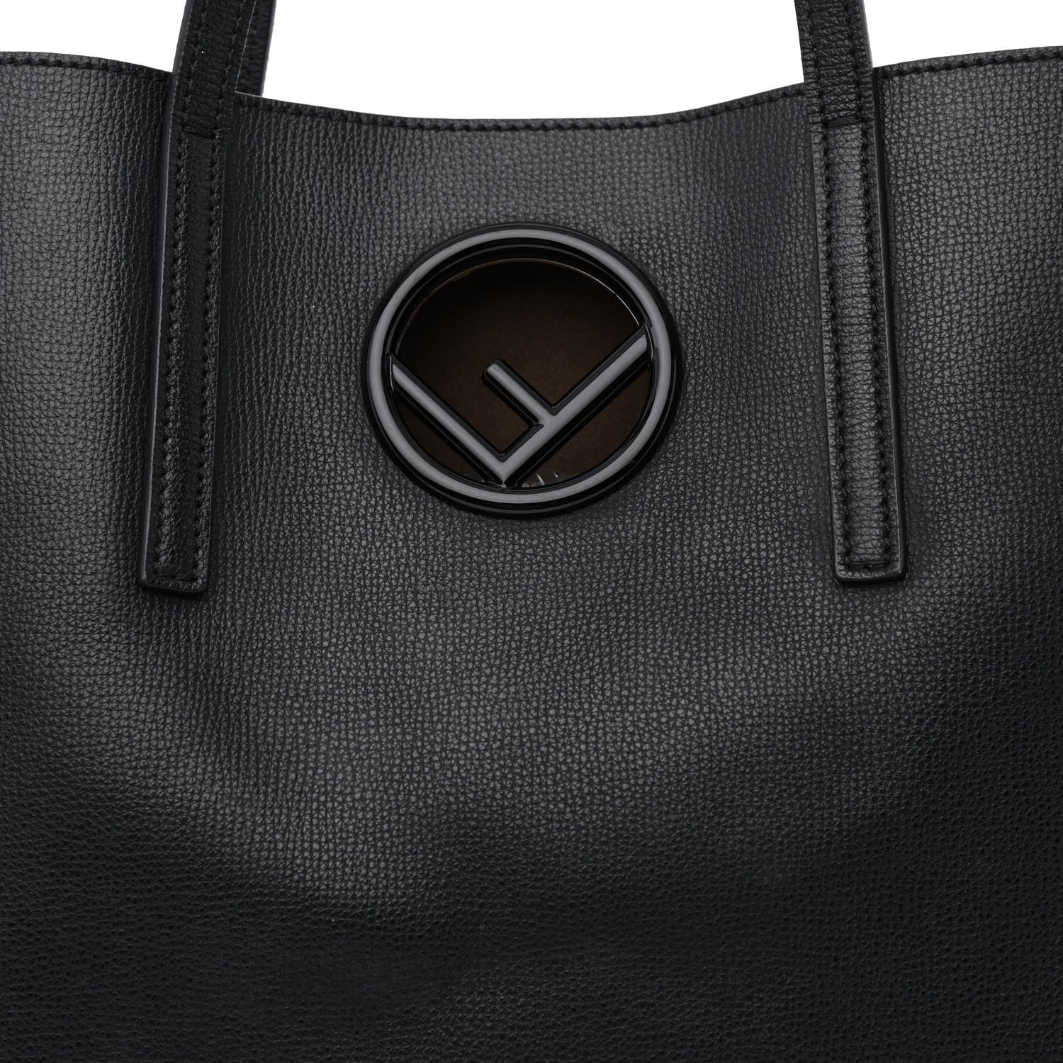 Fendi Vitello Vienna Enamel F is Fendi Shopping Tote Black Taupe 12 of 20
