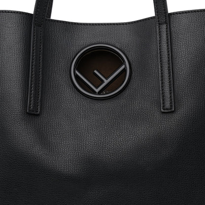 Fendi Vitello Vienna Enamel F is Fendi Shopping Tote Black Taupe 12 of 20