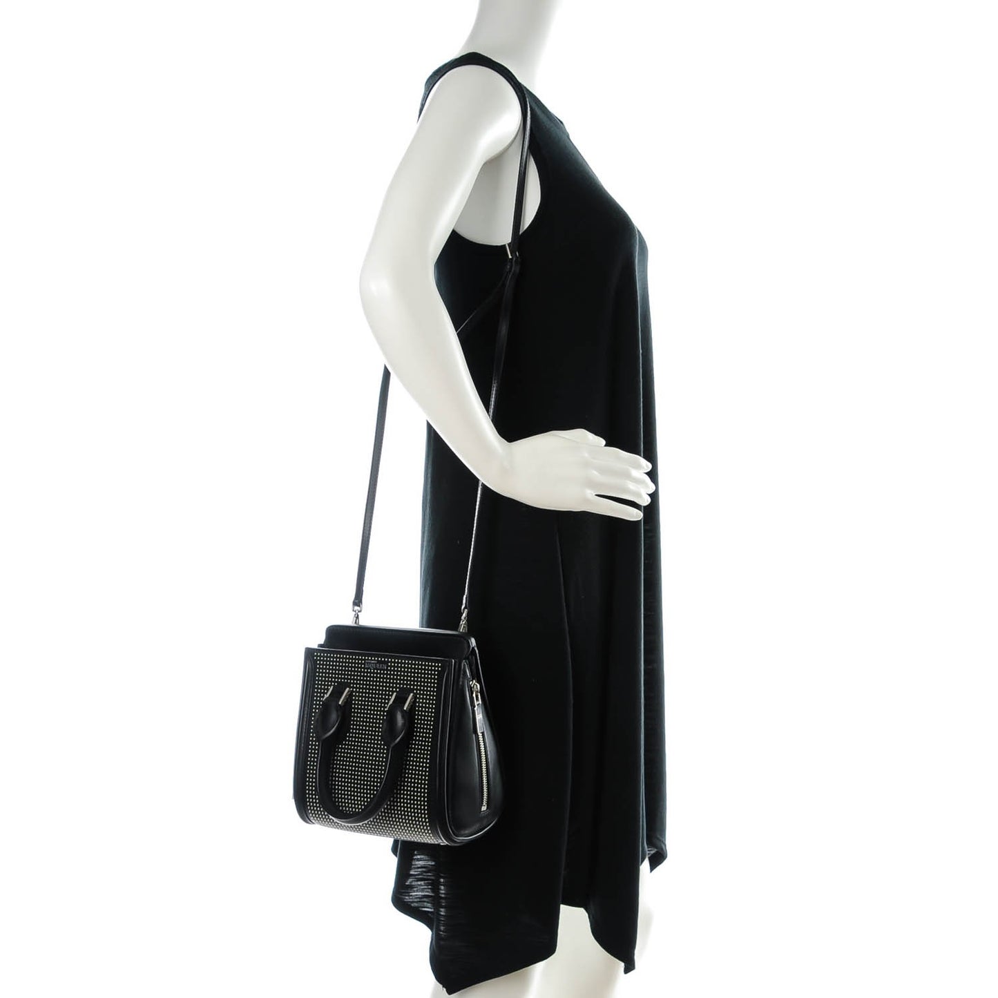 Calfskin Studded Mini Heroine Shoulder Bag Black