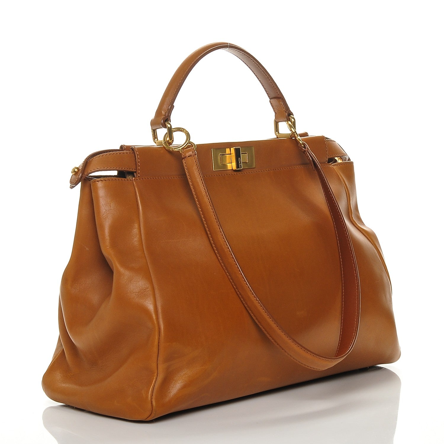 Fendi Calfskin Large Peekaboo Iconic Satchel Ocra 3 of 9