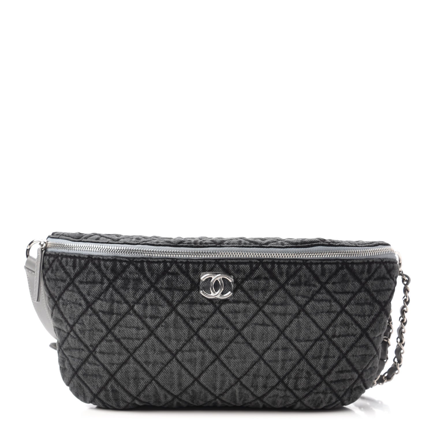 Chanel Denim Quilted Denimpression Waist Bag Black Grey 1 of 11