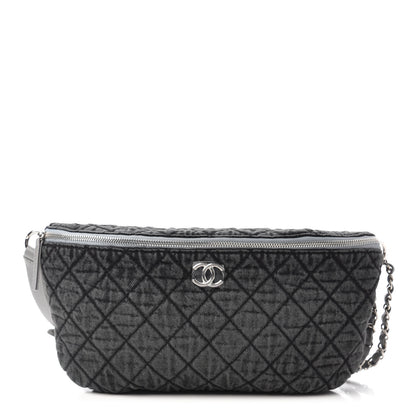 Chanel Denim Quilted Denimpression Waist Bag Black Grey 1 of 11