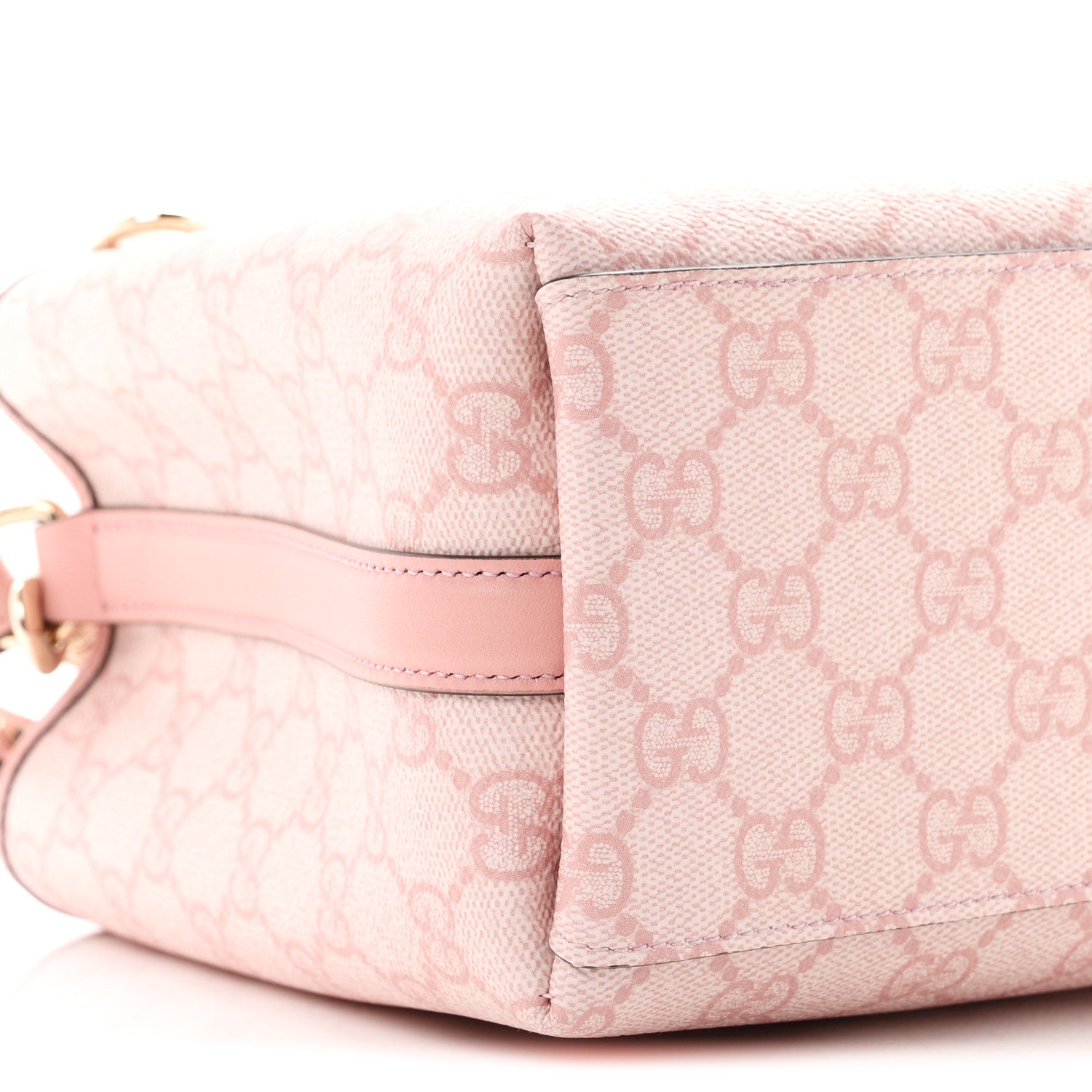 Gucci GG Supreme Monogram Emblem Mini Bucket Bag Pink 7 of 8