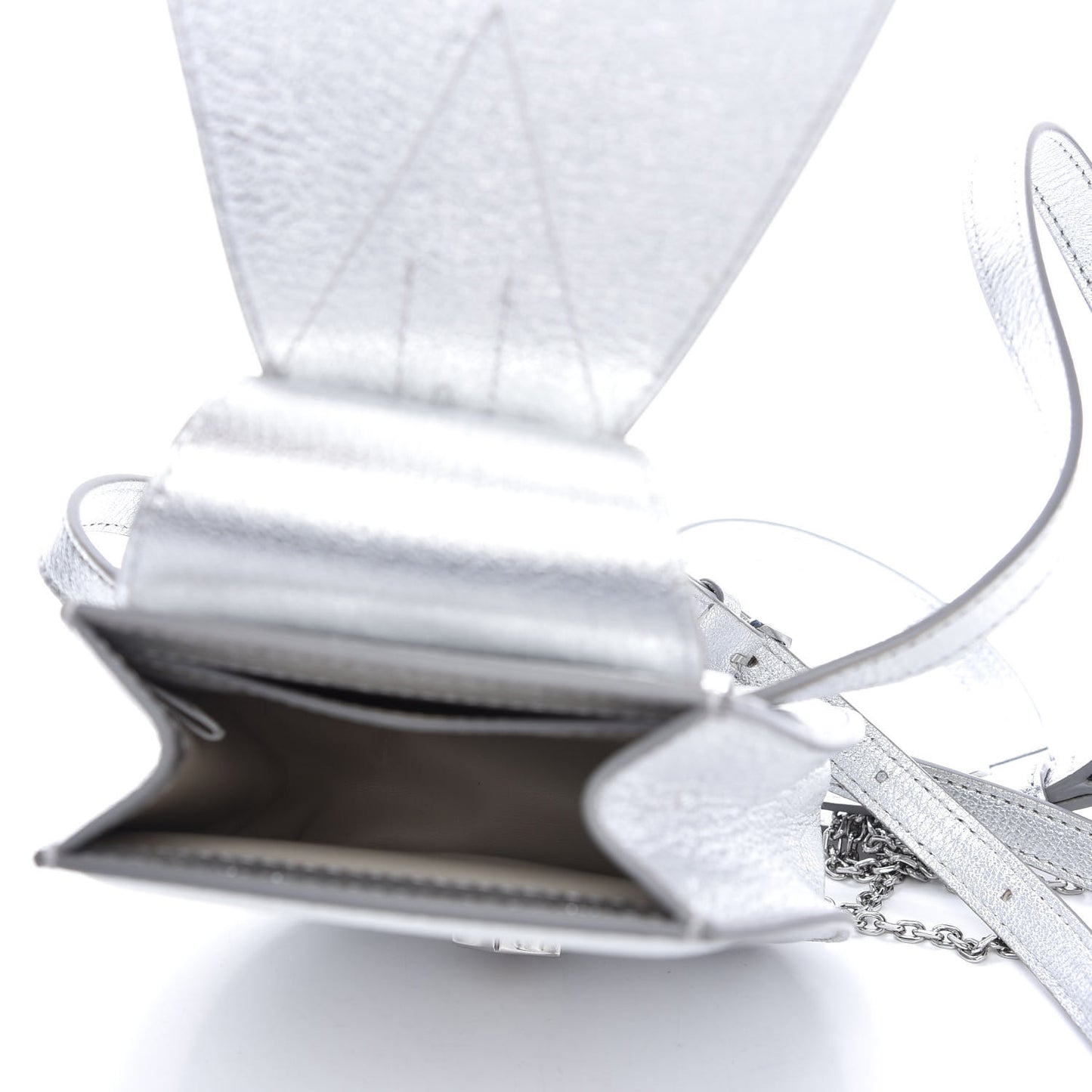 Metallic Calfskin Milano Belt Bag Silver